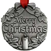 Pewter Circular Angels Ornanent with Stones