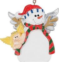 Resin Snowman Angel Ornament
