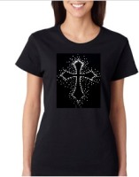 Spray Rhinestone Cross Women's Shirt