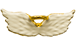 White Angel Wings with Gold Halo Pin