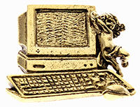 Pewter Computer Guardian Angel Pin