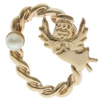 2246 Gold Flying Angel With Pearl Pin