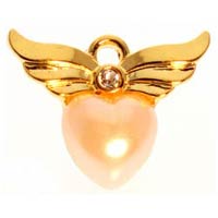 Angel Wings with Pearl Heart Pin