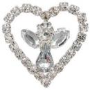 2296 Rhinestone Heart Angel Pin