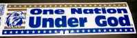 One Nation Under God Bumper Sticker. Measures 3 x 11. Printed on Removable weather-resistant vinyl. 