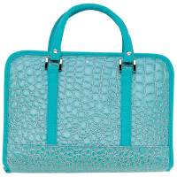 Blue Alligator Embossed Faux Leather Bible Cover features  zippered main pocket. 