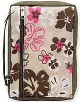 Womans Brown Hibiscus Flowers Bible Cover