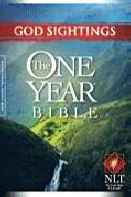 NLT2 God Sightings One Year Bible. Thisr Bible helps you read through the entire Bible in 20 min a day with daily readings.