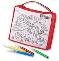 Beginner's Washable Bible cover for kids to color and draw on. Wash it and reuse it! Noah's Ark scene w/4 washable markers. 