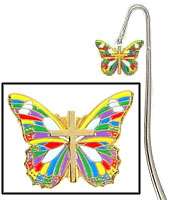 Easter Butterfly Cross Bookmark. Butterfly Cross with many colors Metal hook Bookmarks gold plated with 6-1/2insertion crook 