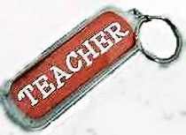 Teacher Lucite KeyChain. 3 Long plus ring Teacher Key Chain. Apples and glitter on back side