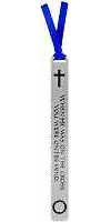 Crown of Thorns silver metal bookmark large 3/4 x 6 with ribbon. Engraved cross and crown of thorns. Wonderful Easter gift. 