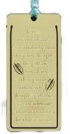 SPANISH SERINITY PRAYER 18K Scripture Bookmark. 2 7/8 x 1 3/8 inches plus ribbon 18K gold plated brass bookmark.