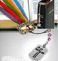 Cross Theme with 6 Changeable Colored Bible Ribbons and hanging Cross Dog Tag Charm