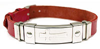 Leather Bracelet Stainless Steel Cross 