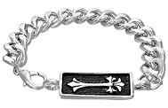 Stainless Steel Fleur De Lea Cross Watch Bracelet 