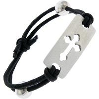 Cross Pewter Stretch Bracelet