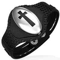 Bracelet w Stainless Steel Cut-out Cross Watch-Style  