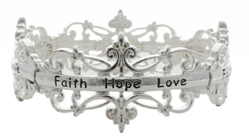 Silver Filigree Faith, Hope, Love Bracelet