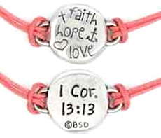 Faith Hope Love Pewter Inspirational Bracelet 