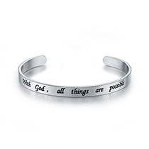 With God All Things Are Possible Pewter Bangle Bracelet 