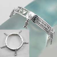 Jesus Loves The Little Children Bracelet  silver