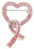 Rhinestone Heart with Pink Ribbon 