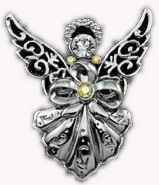 Filigree Angel Brooch Silver Rhinestone 