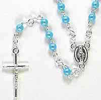 Baby Child's Rosary Blue, Pink, Beige