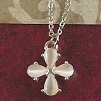 White Cats Eye First Communion Necklace