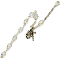 Crystal Communion Bracelet with Miraculous Metal and Crucifix Charms 