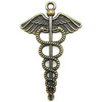 Caduceus Medicial Charm Bronze  Pendant