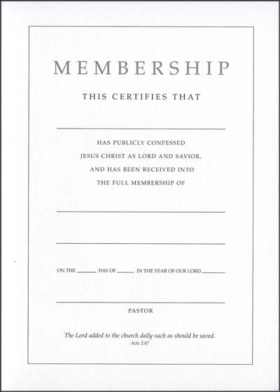 church membership certificates