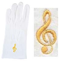  White Formal Gloves with Gold Music Clef