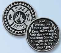 pewter fire fighter Fireman Prayer Coins