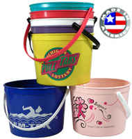 Large Donation Plastic Sand Pails 64 oz with Handle and Coin Slot