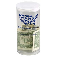 clear round donation cans