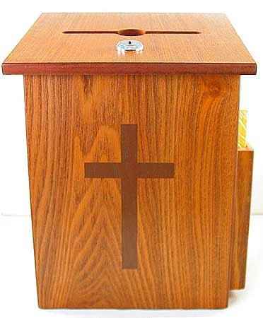 Wood Donation Box woth Cross