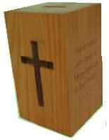 Deluxe Wood Christian Donation Bank  with cross