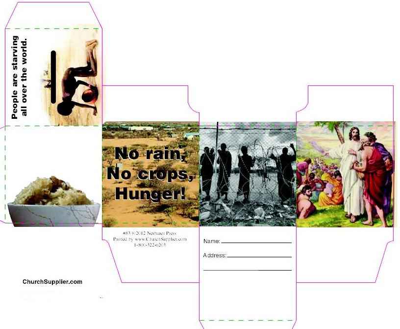 Rice Bowl Feed the Hungry Cardboard Donation Box Pkg of 50