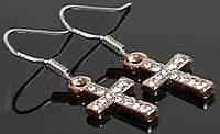 Silver Cross Earrings with Stones