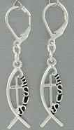 Jesus fish silver earrings