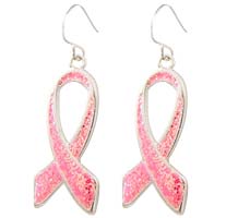 Breast Cancer Pink Ribbon Earrings