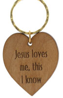 Jesus Love Key Ring Wood