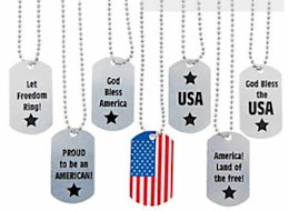 Kids Americian Flag Dog Tags