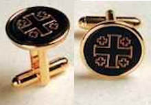Men's Black and Gold Jerusalem Cross Cufflinks
