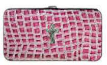 Woman's Croc Embossed Wallet With Cross 