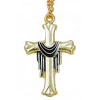 Lenten, Easter Gold Cross Necklace With Shroud 