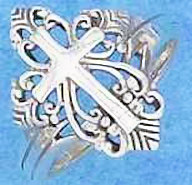 Womans STERLING SILVER ELABORATE FILIGREE CROSS RING
