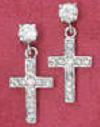 Sterling CZ Cross Earrings 